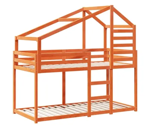 Vaikiška Lova Su Stogeliu, Vaško Ruda, 80X200cm Pušies Masyvas