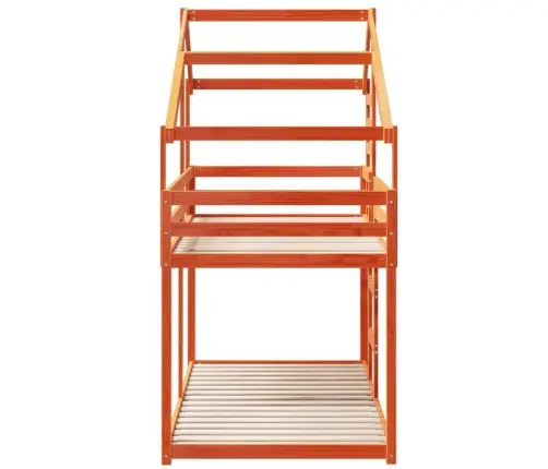 Vaikiška Lova Su Stogeliu, Vaško Ruda, 80X200cm Pušies Masyvas