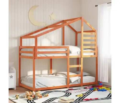 Vaikiška Lova Su Stogeliu, Vaško Ruda, 80X200cm Pušies Masyvas