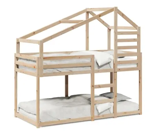 Dviaukštė Lova Be Čiužinio, 90X200cm Pušies Medienos Masyvas