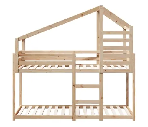 Dviaukštė Lova Be Čiužinio, 90X200cm Pušies Medienos Masyvas