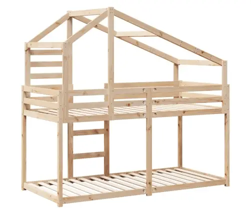 Dviaukštė Lova Be Čiužinio, 90X200cm Pušies Medienos Masyvas