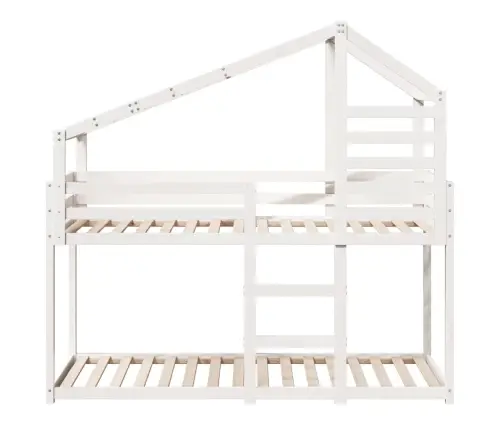 Katusega Narivoodi, Valge, 90 X 200 cm Männipuit