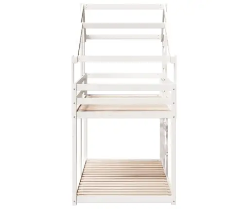 Katusega Narivoodi, Valge, 90 X 200 cm Männipuit