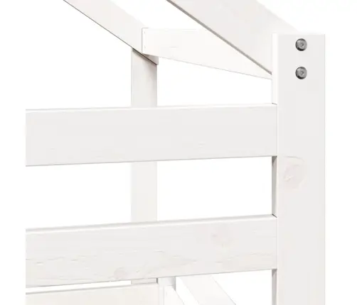 Katusega Narivoodi, Valge, 90 X 200 cm Männipuit