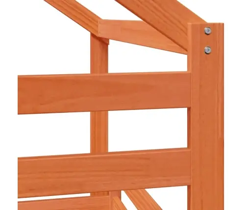 Divstāvu Gulta Ar Jumtu, Vaska Brūna, 90X190 Cm, Priedes Koks Vidaxl