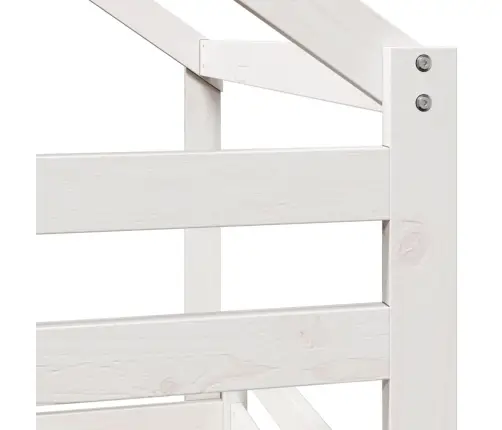 Kõrge Voodi, Katusega, Valge, 80 X 200 cm Männipuit