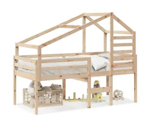 Kõrge Voodi, Katusega, 90X200 cm Männipuit