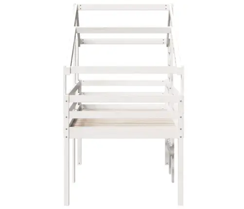 Aukšta Lova Su Stogu, Balta, 90X200cm Pušies Medienos Masyvas