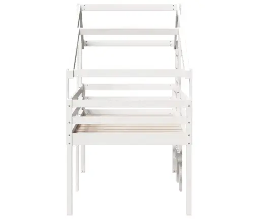 Kõrge Voodi, Katusega, Valge, 90 X 190 cm Männipuit