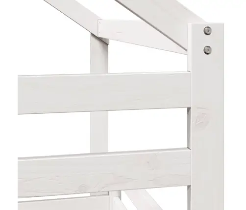 Kõrge Voodi, Katusega, Valge, 90 X 190 cm Männipuit