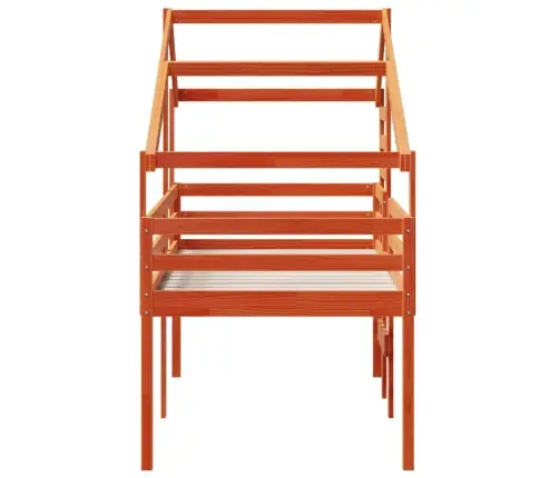 Augstā Gulta Ar Jumtu Vaska Brūnas 90X190 Cm Priedes Masīvkoks Vidaxl