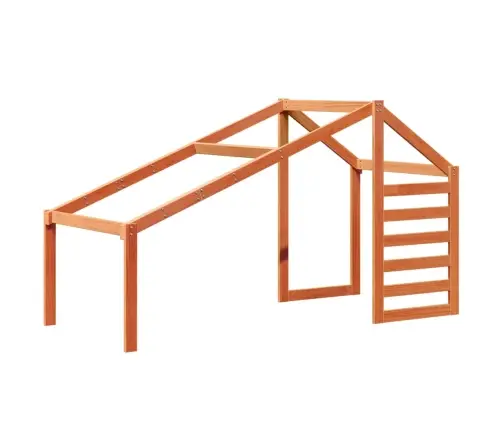 Augstā Gulta Ar Jumtu Vaska Brūnas 90X190 Cm Priedes Masīvkoks Vidaxl