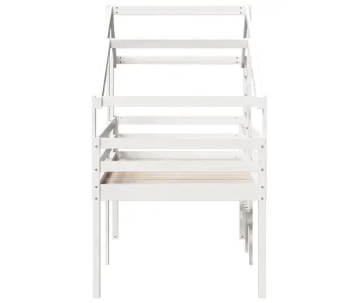 Aukšta Lova Su Stogu, Balta, 75X190cm Pušies Medienos Masyvas