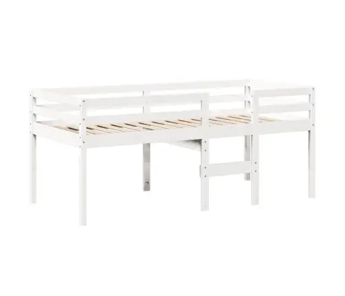 Aukšta Lova Su Stogu, Balta, 75X190cm Pušies Medienos Masyvas