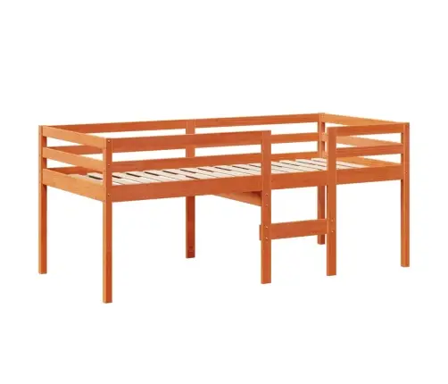 Augstā Gulta Ar Jumtu Vaska Brūnas 75X190 Cm Priedes Masīvkoks Vidaxl