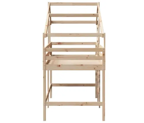 Kõrge Voodi Redeli Ja Katusega, 90X200 cm Männipuit