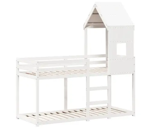 Bērnu Gulta Ar Jumtu, Balta, 90X200 Cm, Priedes Masīvkoks Vidaxl