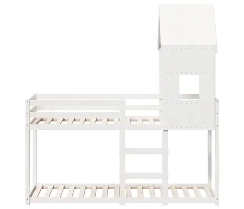 Bērnu Gulta Ar Jumtu, Balta, 90X200 Cm, Priedes Masīvkoks Vidaxl