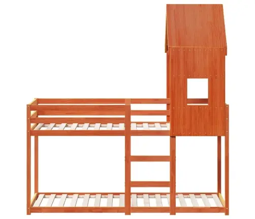 Katusega Narivoodi, Vahapruun, 90 X 200 cm Männipuit