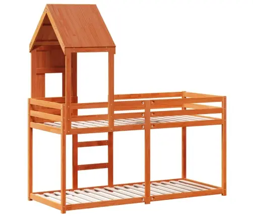 Katusega Narivoodi, Vahapruun, 90 X 200 cm Männipuit