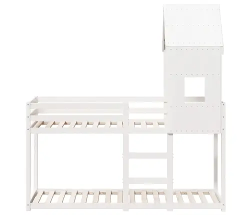 Katusega Narivoodi, Valge, 90 X 200 cm Männipuit