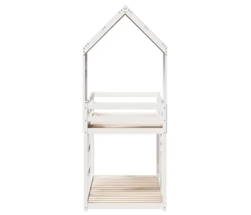 Divstāvu Gulta Ar Jumtu, Balta, 75X190 Cm, Priedes Masīvkoks Vidaxl