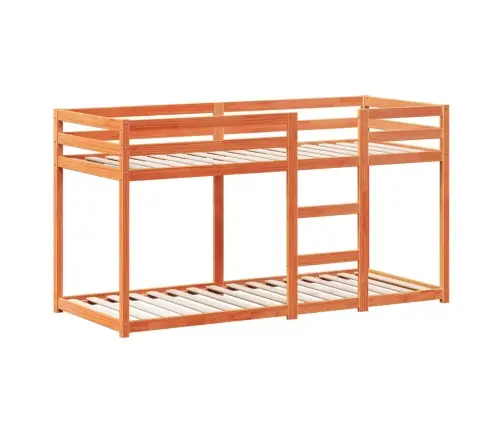 Divstāvu Gulta Ar Jumtu, Vaska Brūna, 75X190 Cm, Priedes Koks Vidaxl