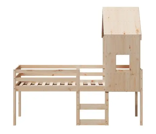 Augstā Gulta Ar Jumtu, 80X200 Cm, Priedes Masīvkoks Vidaxl