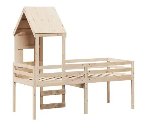 Augstā Gulta Ar Jumtu, 80X200 Cm, Priedes Masīvkoks Vidaxl