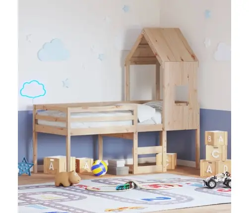 Augstā Gulta Ar Jumtu, 80X200 Cm, Priedes Masīvkoks Vidaxl