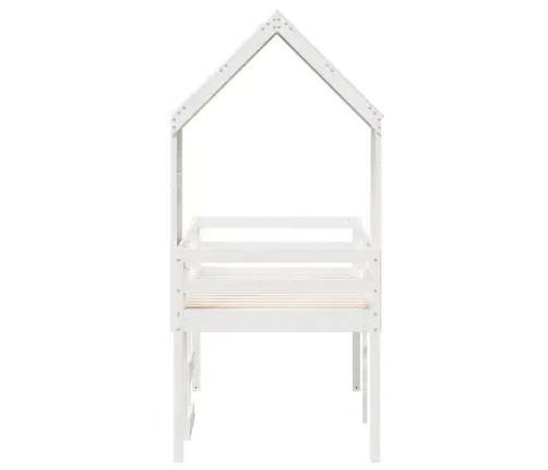 Aukšta Lova Su Stogu, Balta, 80X200cm Pušies Medienos Masyvas