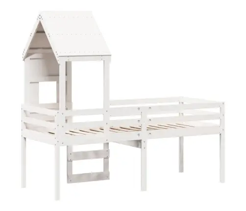 Aukšta Lova Su Stogu, Balta, 80X200cm Pušies Medienos Masyvas