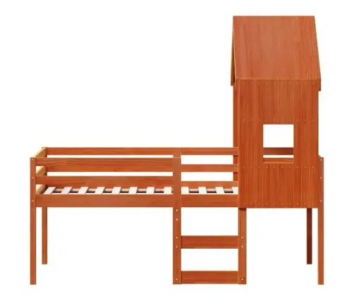 Augstā Gulta Ar Jumtu Vaska Brūnas 80X200 Cm Priedes Masīvkoks Vidaxl