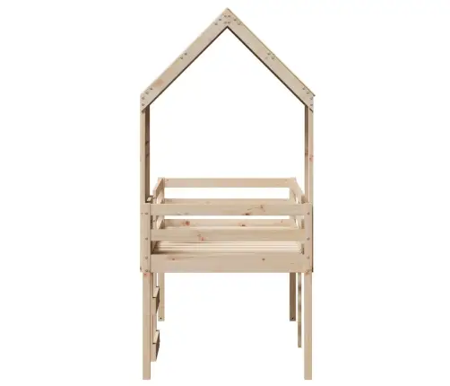 Augstā Gulta Ar Jumtu, 90X200 Cm, Priedes Masīvkoks Vidaxl