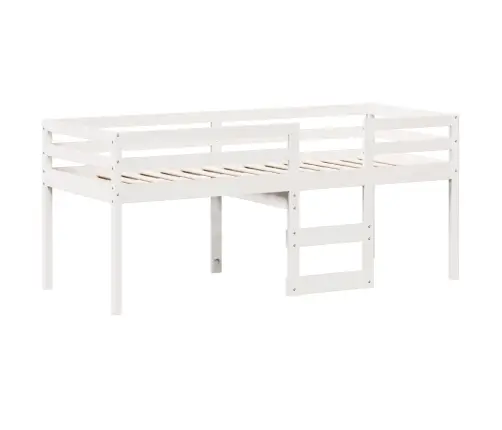 Kõrge Voodi, Katusega, Valge, 90 X 200 cm Männipuit