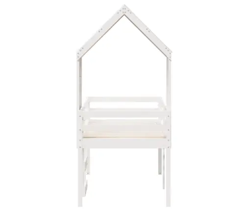 Kõrge Voodi, Katusega, Valge, 90 X 200 cm Männipuit