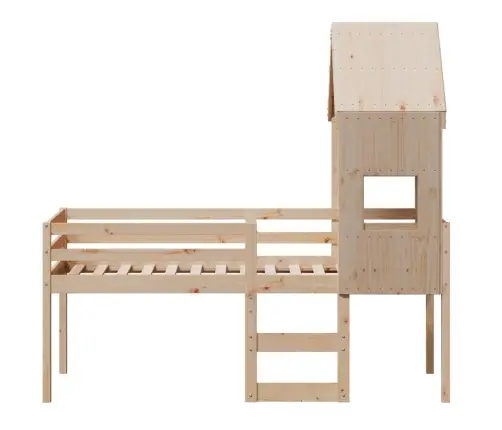 Augstā Gulta Ar Jumtu, 90X190 Cm, Priedes Masīvkoks Vidaxl