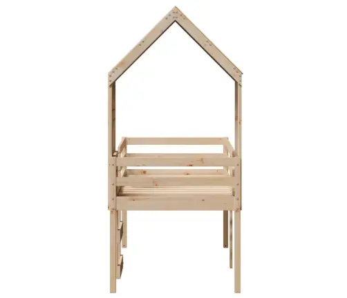 Augstā Gulta Ar Jumtu, 90X190 Cm, Priedes Masīvkoks Vidaxl