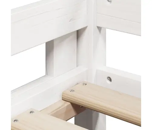 Aukšta Lova Su Stogu, Balta, 90X190cm Pušies Medienos Masyvas