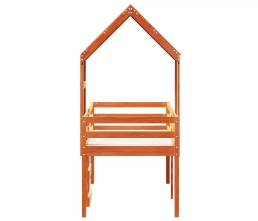 Augstā Gulta Ar Jumtu Vaska Brūnas 90X190 Cm Priedes Masīvkoks Vidaxl