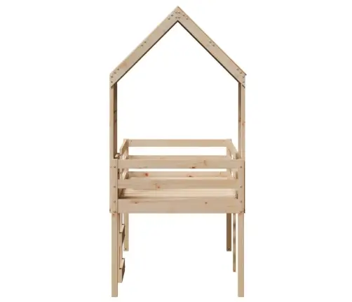 Augstā Gulta Ar Jumtu, 75X190 Cm, Priedes Masīvkoks Vidaxl