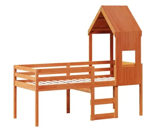 Kõrge Voodi, Katusega, Meepruun, 75 X 190 cm Männipuit