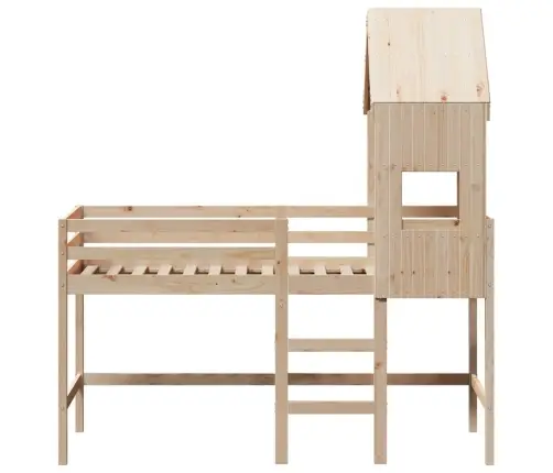 Augstā Gulta Ar Jumtu, 90X190 Cm, Priedes Masīvkoks Vidaxl