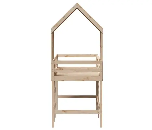 Augstā Gulta Ar Jumtu, 90X190 Cm, Priedes Masīvkoks Vidaxl