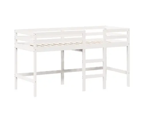 Augstā Gulta Ar Jumtu, Balta, 90X190 Cm, Priedes Masīvkoks Vidaxl