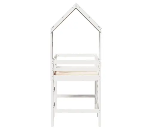 Augstā Gulta Ar Jumtu, Balta, 90X190 Cm, Priedes Masīvkoks Vidaxl