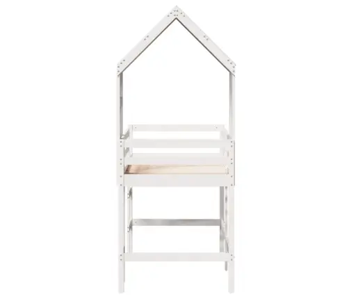 Augstā Gulta Ar Jumtu, Balta, 80X200 Cm, Priedes Masīvkoks Vidaxl