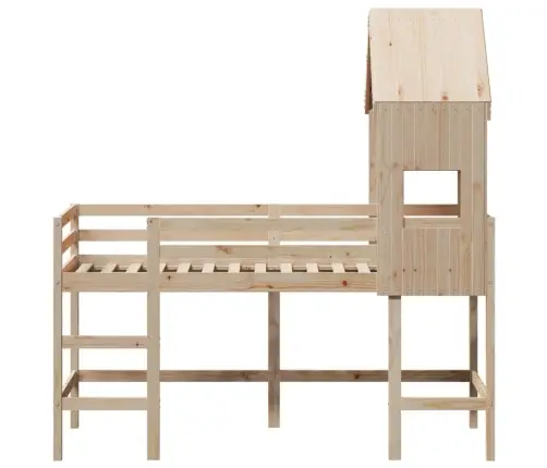 Augstā Gulta Ar Jumtu, 90X190 Cm, Priedes Masīvkoks Vidaxl