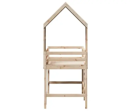 Augstā Gulta Ar Jumtu, 90X190 Cm, Priedes Masīvkoks Vidaxl